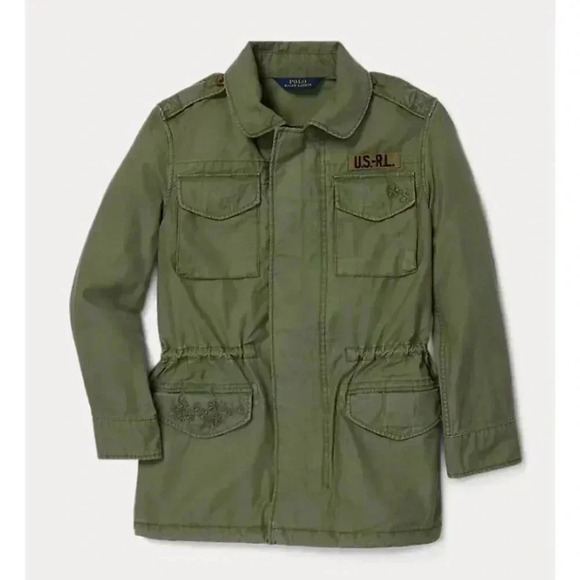 Girls Polo Ralph Lauren Military Jacket Coat Green Army Medium 12-14 Youth - Picture 1 of 14